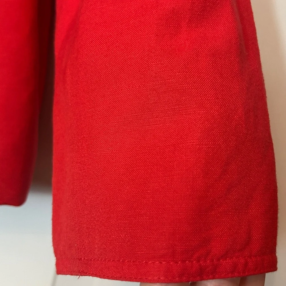 Kasper Women's Linen Blazer 14 Coral Lined Single Breasted Career Tailored